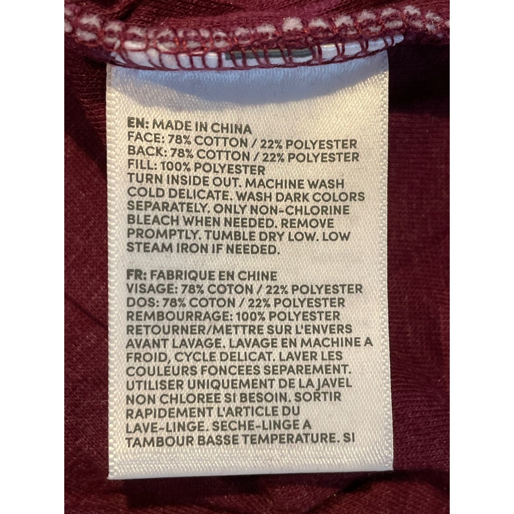 Lands' End Quilted Pullover Hoodie Women's Large Burgundy Snap Neck Top New - Picture 13 of 13